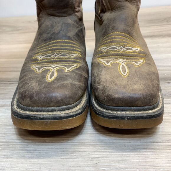 Old Corral Men US 7 Mexico 25 1/2 Brown Week Square Leather Boots Western Cowboy - Picture 10 of 15